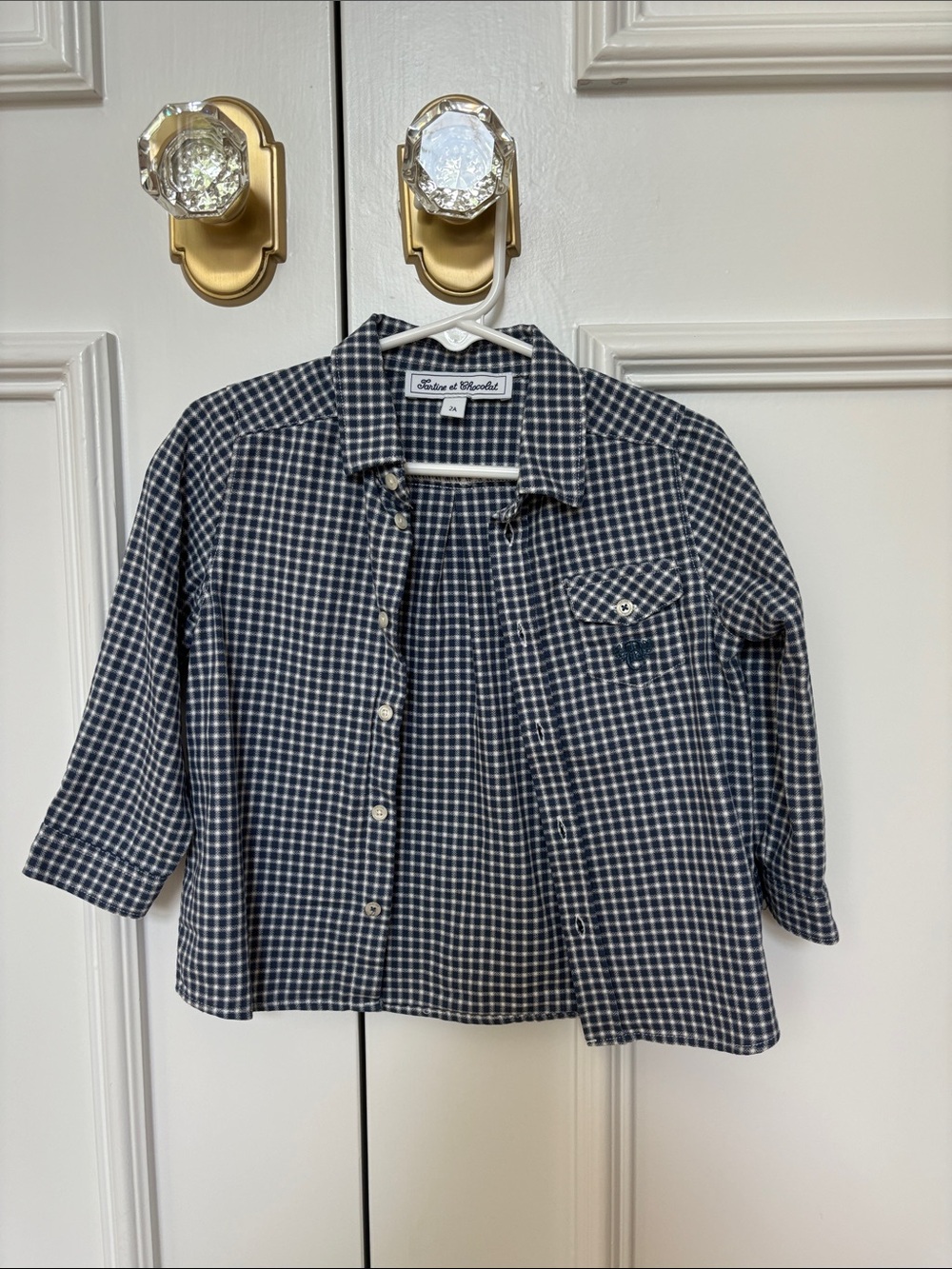 Tartine et Chocolat Navy and White Check Button-Down Shirt
